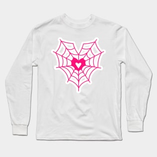 Pink Web Heart Long Sleeve T-Shirt